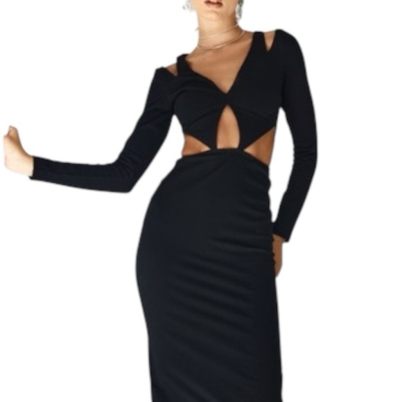 Runaway the Label Dresses & Skirts - Runaway the Label Imogen Cut-Out Knit Midi Dress - Black - Size Small - NWT